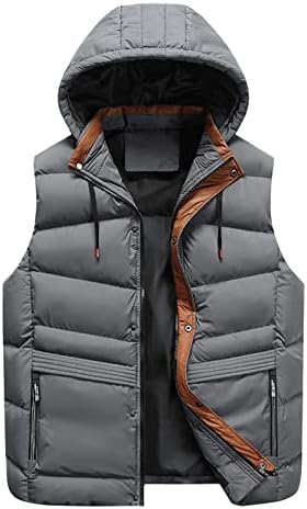 Ymosrh Winter Coats for Men, Light Jackets Men Bomber Jacket Men's Coats Jackets Casual Vest Loose Autumn and Warm Down Cotton Vest Coat Mens Quilted Jackets with Hood Zip Up Fleece (6XL, Gray)