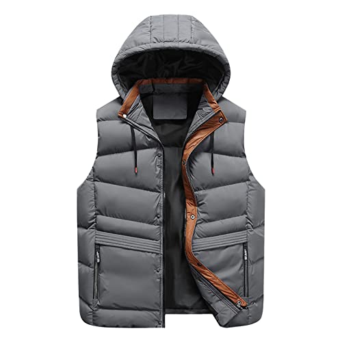 Ymosrh Winter Coats For Men, Light Jackets Men Bomber Jacket Men's Coats Jackets Casual Vest Loose Autumn And Warm Down Cotton Vest Coat Mens Quilted Jackets With Hood Zip Up Fleece (6Xl, Gray) #TOP25