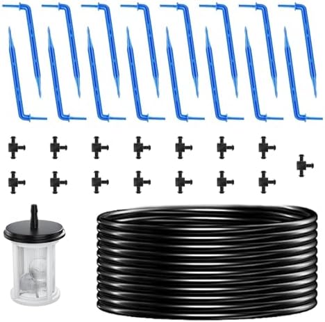 Solar Drip Irrigation Kit Accessories, 49FT Tubing, 15 Drippers