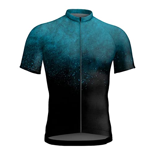 Maglia da ciclismo a maniche corte da uomo e donna, estivo, alla moda, casual, con stampa digitale 3D, in cotone, a maniche corte, Blu-B, XXL