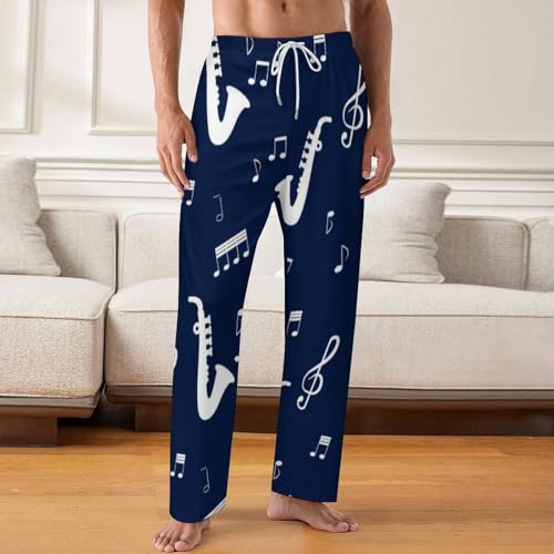 Music Notes Saxophones Comfy Pajama Pants Adjustable Sleepwear Beach Pants for Men2