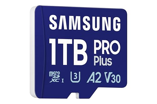 Samsung PRO Plus microSDXC™ UHS-I Card with Adapter, 1TB, tot 180&130MB/s Reads & Writes, C10, U3, V30, A2, Full HD & 4K UHD, for Android Smartphones, Tablets, GoPro and DJI Drone (MB-MD1T0SA)