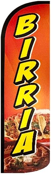 4 Less Co BIRRIA Windless Swooper Flag Feather Banner Sign 3x11.5 ft Tall (Flag Only), yq