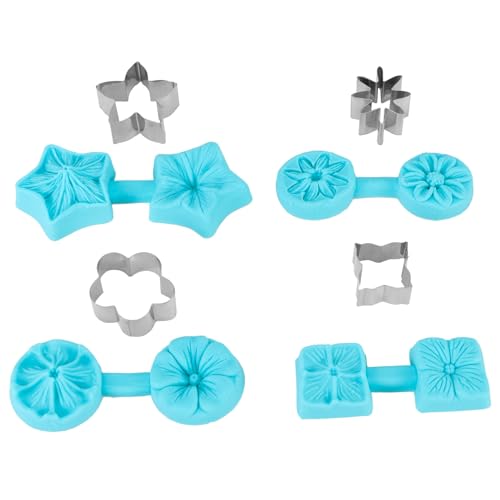 Flower Silicone Fondant Molds, 4 Sets Fondant Chocolate Molds Silicone Baking Molds Utensils Kitchen Supplies with Cutter for Birthdays Baby Showers Weddings Christmas Party by Estink - Image 9
