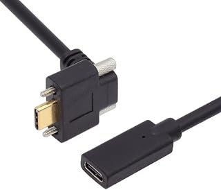 CYケーブル USB-C USB 3.1 Type C アップアングル オス - メス 延長データ スクリュー ロック ケーブル Realsense カメラ VR Quest Link用