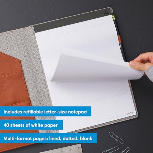 Porte-documents en similicuir marron clair ASMBLD avec bloc-notes format lettre