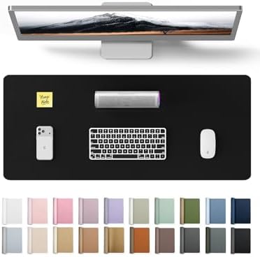 YSAGi Leather Office Desk Pad Protector, Large Mouse Pad, Non-Slip, PU Leather, Laptop Desk Blotter, Waterproof Writing Pad for Office and Home, Black, 23.6" x 13.8" - View 3