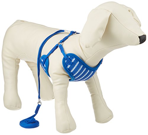 ペティオ (Petio) ARFaShion ストライプベストハーネスリード ブルー 小型犬用 SS サイズ