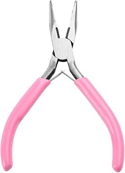 Needle Nose Pliers 4.5 Inch for Jewelry Making, Small Needlenose Mini Comfort Grip Handle Craft Pliers Pink