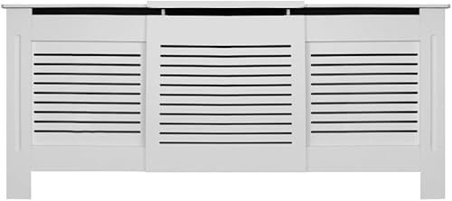 Yungeln Heizkörperverkleidung MDF 203x81x19cm verstellbar Heizungsverkleidung Heizkörper Abdeckung für Wohnzimmer Schlafzimmer Küche - weiß.