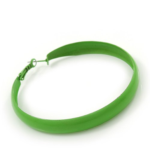 Créoles en émail vert salade 55 mm pour un style tendance