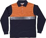  S-ROX WORKTEAM - Polo Combinado de Manga Larga en Tejido piqué de algodón con Cinta Reflectante. Parte Superior de Alta Visibilidad. Cuello clásic Hombre Marino+Naranja A.V. L