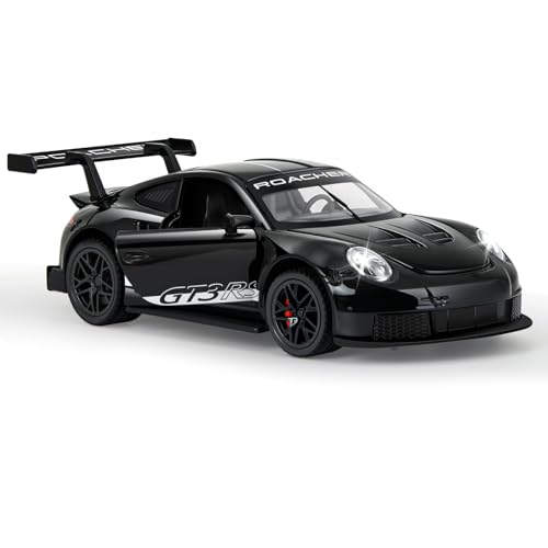 MODVKVK 911 GT3RS 1:32 Modèle Voitures Miniatures en Métal Moulé sous Pression, Jouets pour Enfants avec Son et Lumière avec Fonction de Retrait pour Les Enfants à Partir de 3 Ans (Noir)