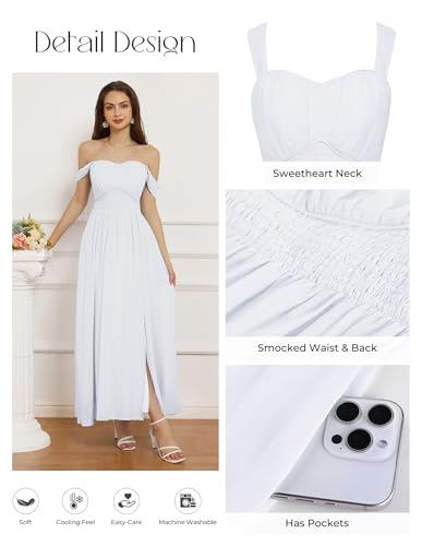 Image of GRACE KARIN 2026 Women's Summer Floral Wedding Guest Dress,Beach Flowy A Line Maxi Off Shoulder Bridesmaid Dresses