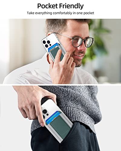 Phone Card Holder, Premium Leather Phone Wallet Stick On, Strong Adhesive Cell Phone Pocket Credit Card Holder For Phone Compatible With Iphone, Samsung & Most Smartphones, Fit 7 Cards, Green, 1 Pack #TOP4