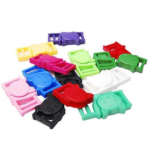 CooBigo 25pcs 3 8  (11mm) Cat-Head Plastic Safty Breakaway Buckles for Bra Cat Dog Collar Paracord FLC124(Mix-s)