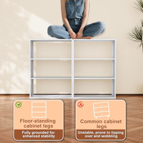 Image of VASAAOSD 3 Tier Bookshelf, Metal Small Book Shelf, 32.7 inchH White