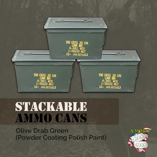 M2A1 50 Cal Ammo Can Grade 2 (Pack of 3) - Various Stenciling Ammo Cases for Storage w/Powder Coating, Steel, Aluminum - Ideal Military Grade Storage - Thumbnail 5
