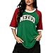 Deyaidy Mexico Shirts for Women Mexico Flag Shirt Oversized Graphic Tees Casual Vacation Short Sleeve Cotton Tops(Red Green,L)