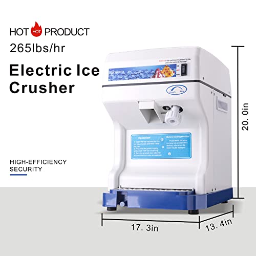 250W Electric Ice Shaver Machine,110V Commercial Shaved Ice Crusher,Professional Snow Cone Maker Machine,Ice Crusher Machine 265Lbs/Hr For Shaved Ice #TOP6