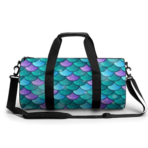 Sac de randonnée 45x23x23cm avec motif écailles de sirène bleues