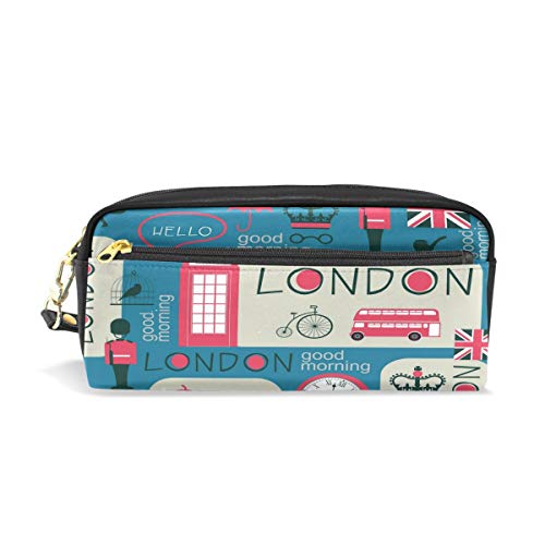 Bigjoke Federmäppchen mit Londoner Flagge aus PU-Leder, für Make-up, Kosmetik, Reisen, Schultasche Cover