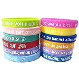 Nhgkju 24 Stück Motivationsarmbänder Kinder, Armband Kinder Weihnachtsgeschenke für Kinder Mitgebsel Kindergeburtstag Silikon Leicht Dehnbare Inspirierende Sätze für Grundschüler Kleine Geschenke