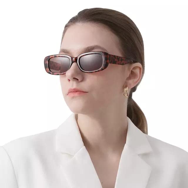 Eymen I® Rectangle Sunglasses Womens and Men Trendy 90s Cool Retro Square TAC Polarized Lenses UV Protection Glasses Skin