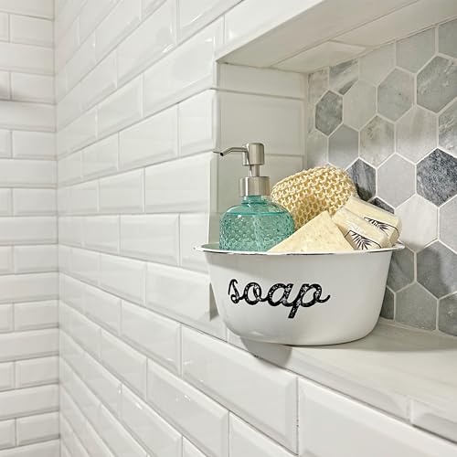 Auldhome Design SH_1610 Auldhome Enamelware Spa Basin Set (Set Of 3); White Rustic Farmhouse Decor Spa Bowls thumb #4