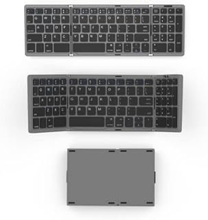 Sikai Folding Keyboard, QWERTY US Layout, Wireless Bluetooth Keyboard With Numeric Keypad For Android/Windows/PC/Tablet/Surface, Portable Keyboard USB Rechargeable For Travel Keyboard (Grey)