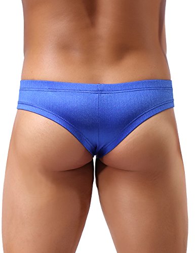 Ikingsky Men's Cheeky Boxer Briefs Sexy Low Rise Pouch Thong Underwear (Large, Color 1) #TOP30