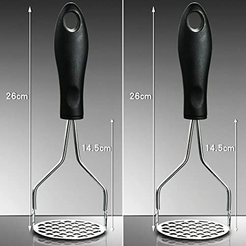 Wazama Heavy Duty Stainless Steel Potato Masher With Non Slip Heat Resistance Handle Perfect For Vegetable,Fruits, Avocado,Meat And Baby Food Sturdy Easy To Use For Cooking And Kitchen Gadget #TOP1