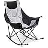 SUNNYFEEL Oversized Rocking Camping Chair, Fully Padded Patio Chair with Side Pocket, High Back Portable Lawn Recliner with Headrest, Outdoor Camp Rocker Chairs for Adults Heavy Duty 300 LBS