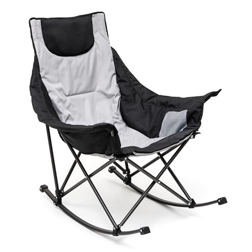 SUNNYFEEL Oversized Rocking Camping Chair, Fully Padded Patio Chair with Side Pocket, High Back...