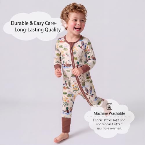 Tulivie Ultra-Soft Bamboo Viscose Footie Jumpsuit for Baby Boys & Girls (Mallard Duck,9-12M) - image 6