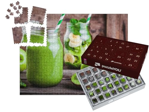 puzzleYOU: Puzzle-Adventskalender | „Vitaminbombe: Grüner Smoothie im Glas“ – aus der Puzzle-Kollektion Obst, Essen und Trinken