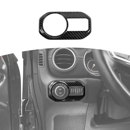 RT-TCZ for Jeep JL Carbon Fiber Headlight Switch Panel Trim Cover for Jeep Wrangler JL JLU 2018 up for Gladiator JT 2020 up Black Carbon Fiber Grain Interior Accessories by RT-TCZ - Used condition - US$14.40