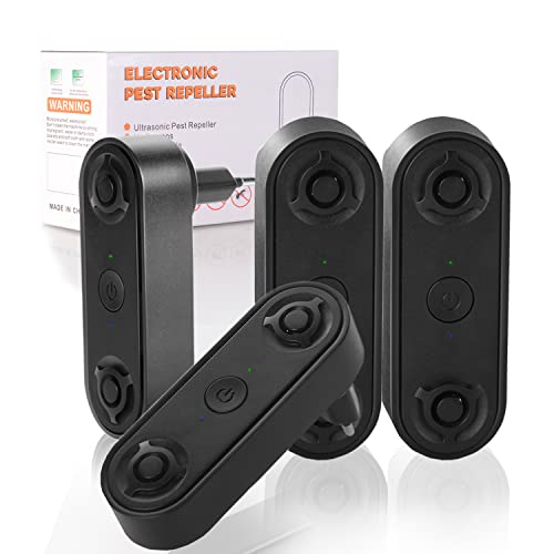 Repelente de ratones para ratones, juego de 4 piezas, repelente ultrasónico mejorado, repelente de ratones ideal, 3 modos, repelente de ratones para ratas, protección contra mosquitos, ratonera sin