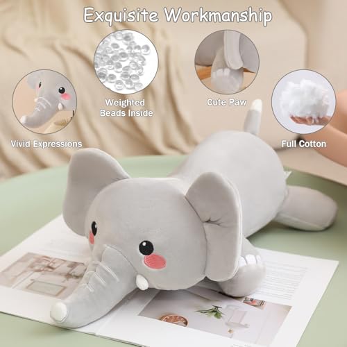 image for SQEQE Weighted Elephant Plush, Weighted Elephant Stuffed Animal, Cute 