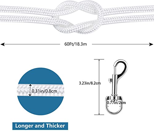 Hamho 120Ft Flag Pole Rope Kit 5/16” Diameter With 4 Packs Swivel Snap Hooks For Flagpoles Up To 60 Feet Flag Pole Rope Kit #TOP1