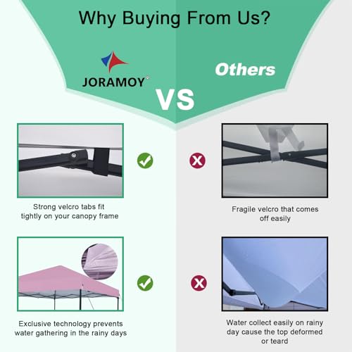 Joramoy 10×10 Canopy Replacement Top Only, Waterproof Pop Up Canopy Tent Top Cover with Ropes, Instant Canopy Top Sunshade Sliver Coated for Outdoor Garden Patio Camping (PinkPurple) by Joramoy - Image 5