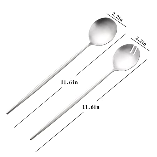 Zerophilo Salad Servers,Spoon And Fork Set 11.41 Inch,18/10 Stainless Steel Salad Serving Silver thumb #8