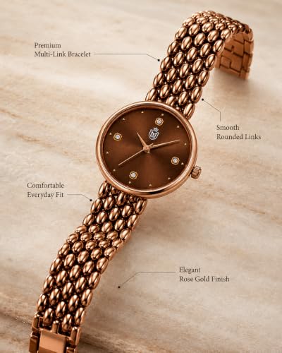 Image of MOOVER Analog Watch for Women & Girls | Luxury Bracelet Style Ladies Wrist Watch | Crystal Dial with Premium Stainless Steel Chain Strap | Fashion Watch for Daily Wear, Party & Gift