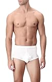  Perofil - Slip classico uomo con apertura in Filo di Scozia ultrafine, 5/L, BIANCO