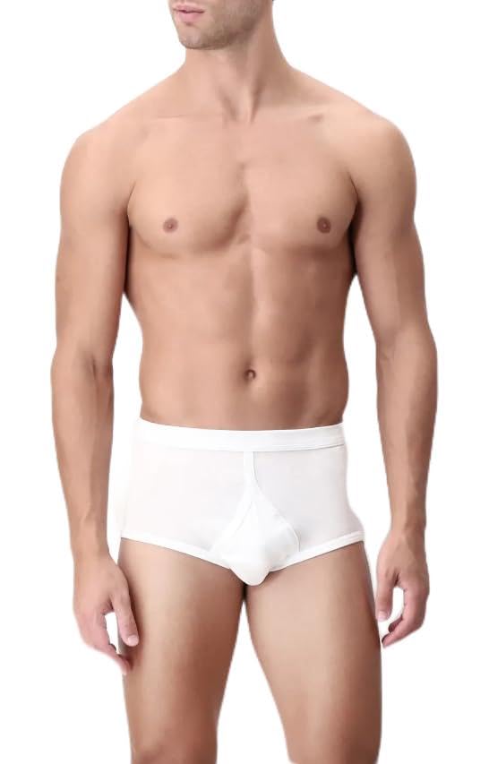  Perofil - Slip classico uomo con apertura in Filo di Scozia ultrafine, 5/L, BIANCO