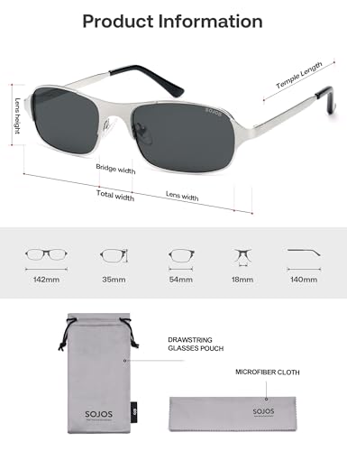 Image of SOJOS Retro Rectangle Polarized Sunglasses for Men Women, 70s 80s Vintage Small Square Sunnies SJ1267