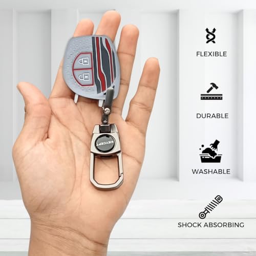 Image of KEYCEPT Tristar Key Cover for Suzuki Swift, Dzire, Ertiga, Baleno, Grand Vitara, Celerio, WagonR, Brezza, Scross, Fronx, Jimny, Ignis (2 Button Remote Key )(Type 2, Grey)