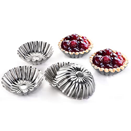Dicunoy 100 Pcs Egg Tart Molds For Baking, 3" Mini Tart Pie Pan, Aluminum Brioche Mold, Resuable Ensaymada Molder Filipino, Brioche Tins Mould For Tart Shells, Cupcakes, Mini Cake, Pudding, Muffin #TOP2