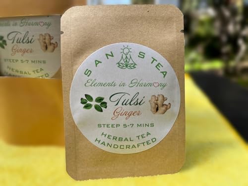 SanosTea Tulsi Ginger Tea, Herbal Blend - Image 3