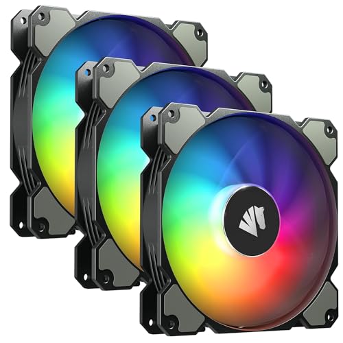 AsiaHorse Ventola Pwm Argb da 140 mm, ventola per computer con cuscinetto idraulico avanzato per funzionamento silenzioso, 3 pezzi, nero